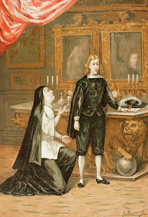 Framed Print : Mariana of Austria and Charles II, 1890. Creator: Juan Alaminos Framed Print : Mariana of Austria and Charles II, 1890. Creator: Juan Alaminos