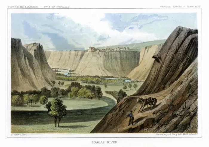 Framed Print : The Marias River, Montana, USA, 1856. Artist: John Mix Stanley Framed Print : The Marias River, Montana, USA, 1856. Artist: John Mix Stanley