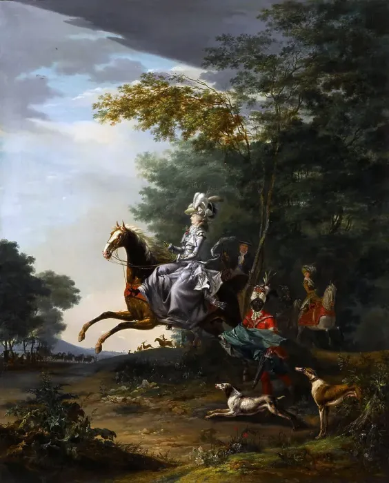Framed Print : Marie-Antoinette (1755-1793) Hunting with Dogs. Artist: Brun de Versoix, Louis-Auguste (1758-1815) Framed Print : Marie-Antoinette (1755-1793) Hunting with Dogs. Artist: Brun de Versoix, Louis-Auguste (1758-1815)