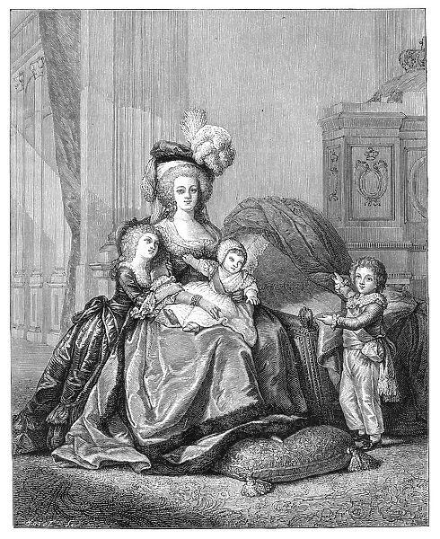 Marie Antoinette And Her Children, c1787, (1885)