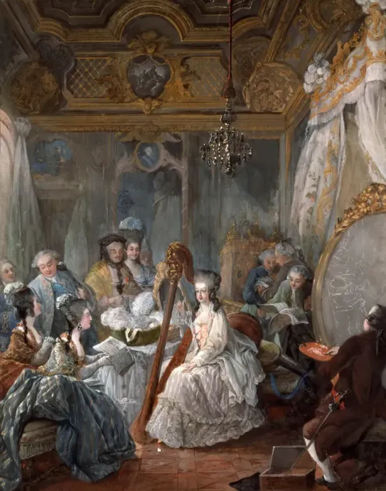 Framed Print : Marie Antoinette playing the harp. Artist: Gautier Dagoty, Jean-Baptiste Andre (1740-1786) Framed Print : Marie Antoinette playing the harp. Artist: Gautier Dagoty, Jean-Baptiste Andre (1740-1786)