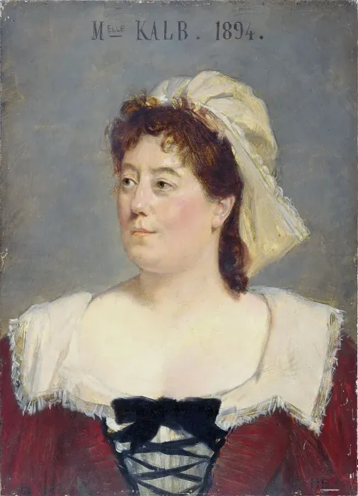 Framed Print : Marie-Caroline Kalb (1854-1930), member of the Comédie-Française, in servant's costume, 1896. Creator: Marcel Baschet Framed Print : Marie-Caroline Kalb (1854-1930), member of the Comédie-Française, in servant's costume, 1896. Creator: Marcel Baschet