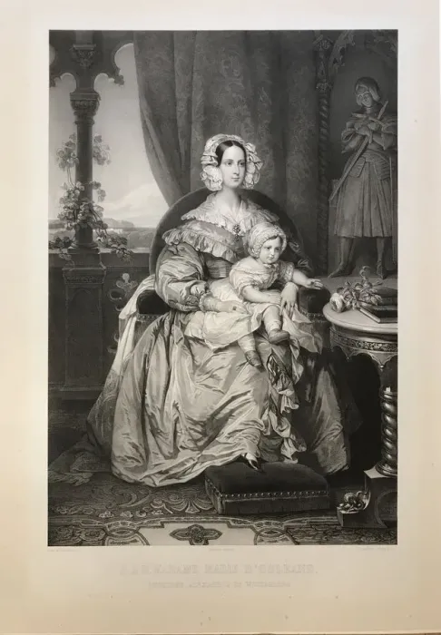 Framed Print : Marie d Orleans, duchess of Württemberg (1813-1839), with son Philipp, 1844 Framed Print : Marie d Orleans, duchess of Württemberg (1813-1839), with son Philipp, 1844