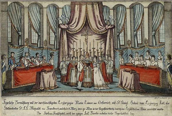 Marie-Louise married Napoleon by proxy in Vienna, with Archduke Charles standing in for Napoleon