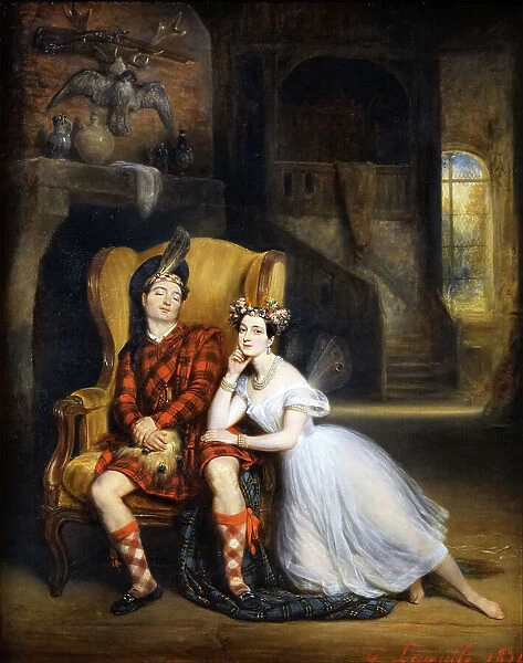 Marie Taglioni and her brother Paul in the ballet 'La Sylphide', 1834. Creator: Lépaulle, François-Gabriel (1804-1886). Marie Taglioni and her brother Paul in the ballet 'La Sylphide', 1834
