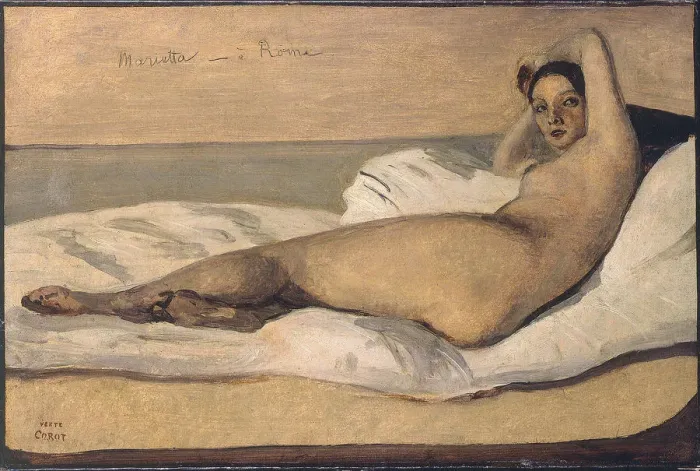Framed Print : Marietta (The Roman Odalisque). Artist: Corot, Jean-Baptiste Camille (1796-1875) Framed Print : Marietta (The Roman Odalisque). Artist: Corot, Jean-Baptiste Camille (1796-1875)