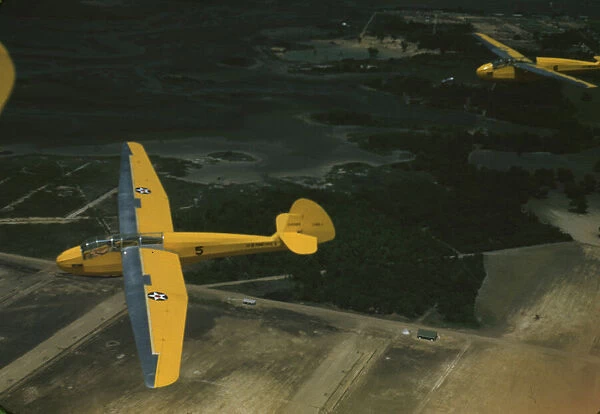 Marine Corps gliders in flight out of Parris Island, S. C. 1942. Creator: Alfred T Palmer