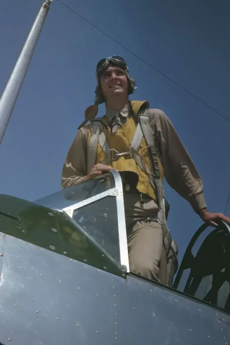 Framed Print : Marine Corps lieutenant studying glider piloting at Page Field, Parris Island, S. C. 1942. Creator: Alfred T Palmer Framed Print : Marine Corps lieutenant studying glider piloting at Page Field, Parris Island, S. C. 1942. Creator: Alfred T Palmer