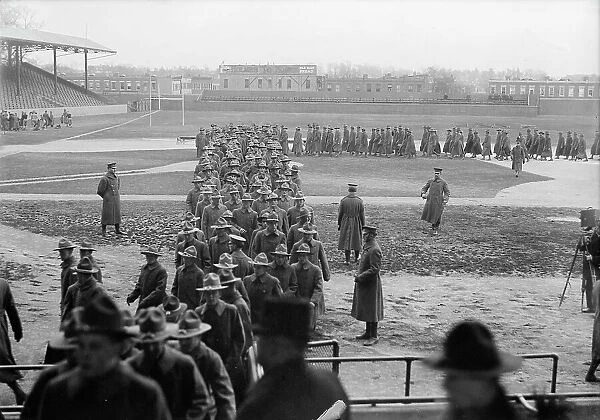 Marine Corps, U.S.N. Machine Gun Unit Demonstration at Ball Park, 1917. Creator: Harris & Ewing. Marine Corps, U.S.N. Machine Gun Unit Demonstration at Ball Park, 1917. Creator: Harris & Ewing