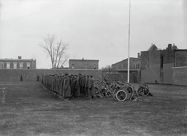 Marine Corps, U.S.N. Machine Gun Unit Demonstration at Ball Park, 1917. Creator: Harris & Ewing. Marine Corps, U.S.N. Machine Gun Unit Demonstration at Ball Park, 1917. Creator: Harris & Ewing