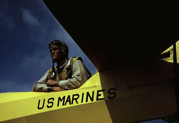 A marine glider pilot in training, a lieutenant, at Page Field, Parris Island, S. C. 1942. Creator: Alfred T Palmer