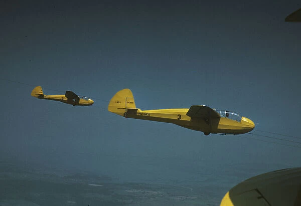 Marine gliders being towed from Page Field, Parris Island, S. C. 1942. Creator: Alfred T Palmer