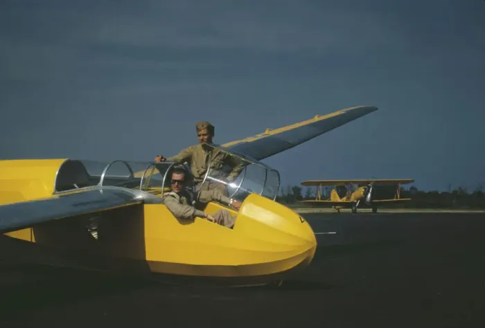 Framed Print : Marine lieutenant, glider pilot in training, ready for... at Page Field, Parris Island, S.C. 1942. Creator: Alfred T Palmer Framed Print : Marine lieutenant, glider pilot in training, ready for... at Page Field, Parris Island, S.C. 1942. Creator: Alfred T Palmer