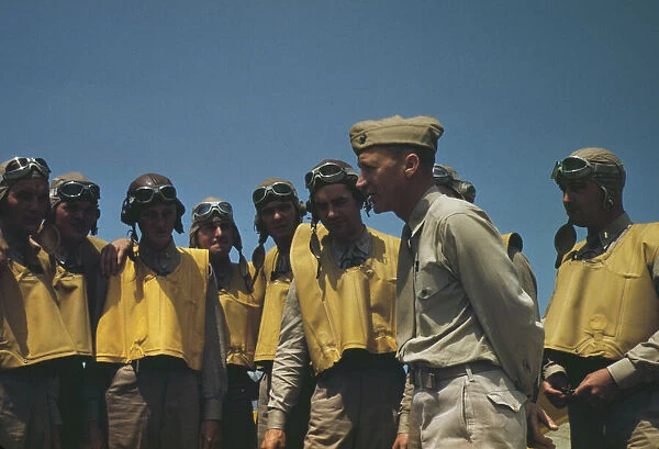 Marine lieutenants studying glider piloting at Page Field, Parris Island, S. C. 1942. Creator: Alfred T Palmer