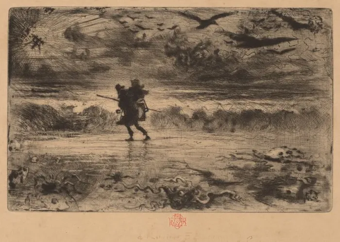 Framed Print : The Marine Painter (Le Peintre de Marine). Creator: Felix Hilaire Buhot Framed Print : The Marine Painter (Le Peintre de Marine). Creator: Felix Hilaire Buhot