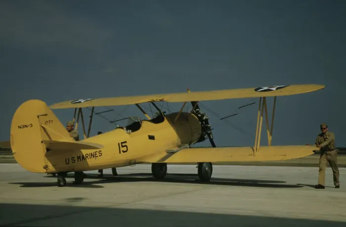 Framed Print : Marine power plane which tows the training gliders at Page Field, Parris Island, S. C. 1942. Creator: Alfred T Palmer Framed Print : Marine power plane which tows the training gliders at Page Field, Parris Island, S. C. 1942. Creator: Alfred T Palmer