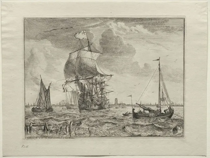 Framed Print : Marine Scene with Amsterdam in the Distance, 1701. Creator: Ludolf Backhuysen (Dutch Framed Print : Marine Scene with Amsterdam in the Distance, 1701. Creator: Ludolf Backhuysen (Dutch