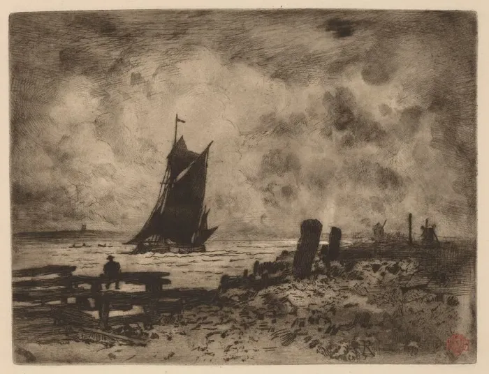 Framed Print : Marine: Souvenir of Medway, 1879. Creator: Felix Hilaire Buhot Framed Print : Marine: Souvenir of Medway, 1879. Creator: Felix Hilaire Buhot