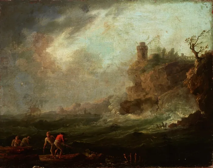 Framed Print : Marine View with a Castle on the Rock, 2nd half of 18th century. Creator: Unknown Framed Print : Marine View with a Castle on the Rock, 2nd half of 18th century. Creator: Unknown