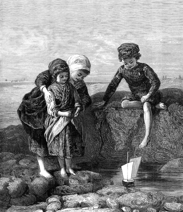 Framed Print : The Mariner's Children, by Lawrence Duncan, exhibition... Dudley Gallery, 1868. Creator: Unknown Framed Print : The Mariner's Children, by Lawrence Duncan, exhibition... Dudley Gallery, 1868. Creator: Unknown