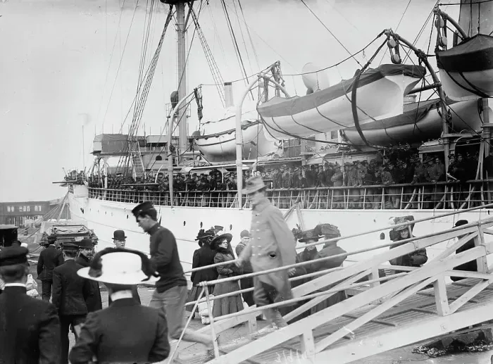 Framed Print : Marines aboard Prairie, 1911. Creator: Bain News Service Framed Print : Marines aboard Prairie, 1911. Creator: Bain News Service