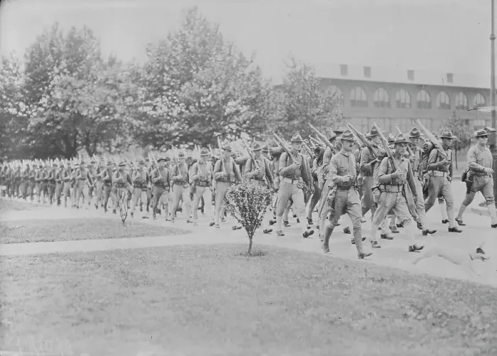 Framed Print : Marines Departing for France, 1917. Creator: Bain News Service Framed Print : Marines Departing for France, 1917. Creator: Bain News Service
