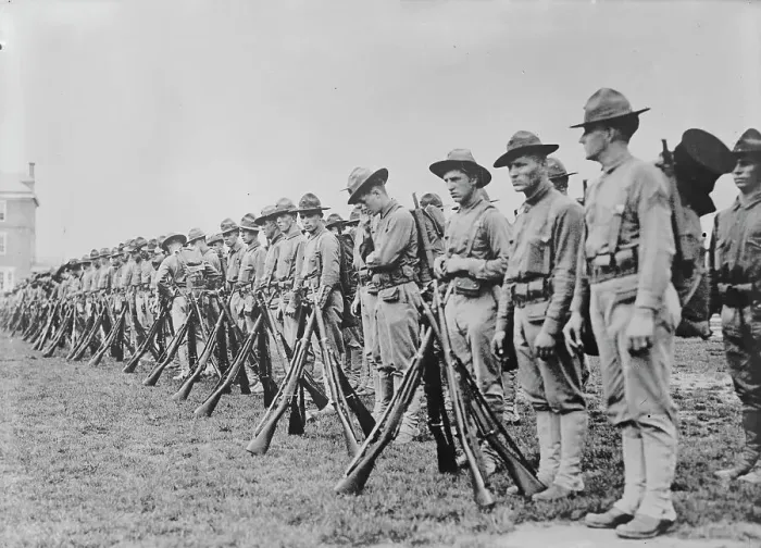Framed Print : Marines now in France, 1917. Creator: Bain News Service Framed Print : Marines now in France, 1917. Creator: Bain News Service