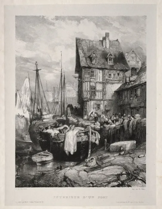 Framed Print : Six Marines: Interieur dun port, 1833. Creator: Eugene Isabey (French, 1803-1886) Framed Print : Six Marines: Interieur dun port, 1833. Creator: Eugene Isabey (French, 1803-1886)