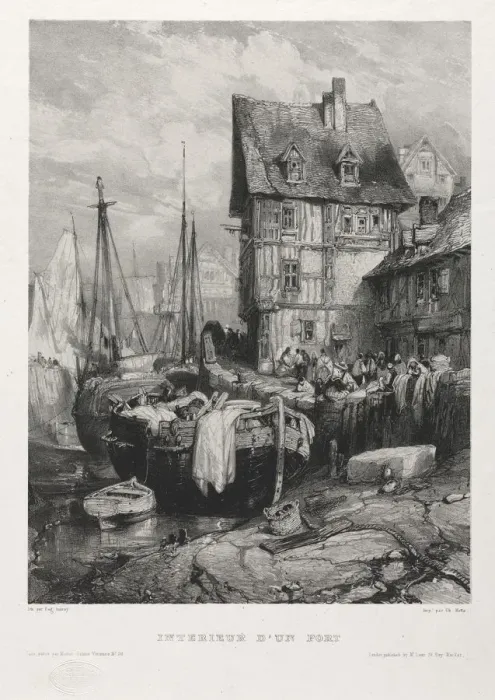 Framed Print : Six Marines: Interior of a Port, 1833. Creator: Eugene Isabey (French, 1803-1886); Morlot Framed Print : Six Marines: Interior of a Port, 1833. Creator: Eugene Isabey (French, 1803-1886); Morlot