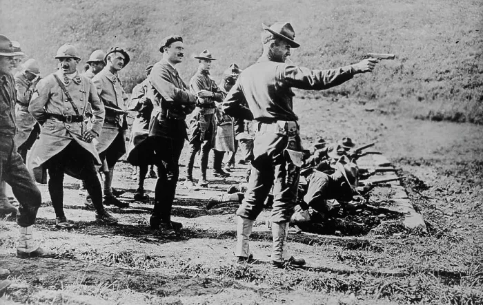 Framed Print : Marines learning to shoot in France, 1918. Creator: Bain News Service