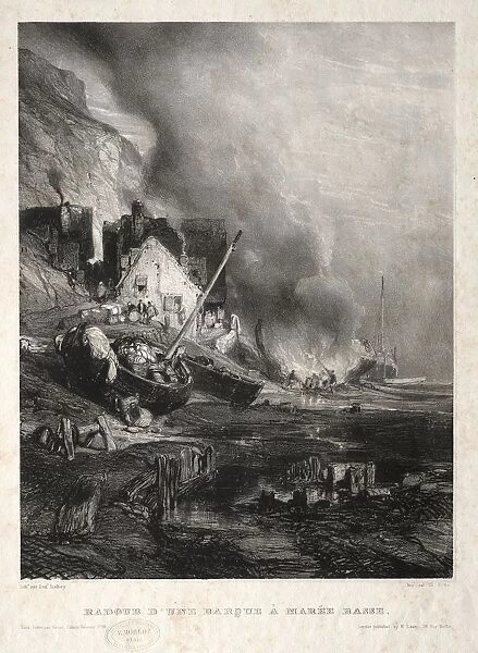 Six Marines: Radoub dune barque a maree basse, 1833. Creator: Eugene Isabey (French