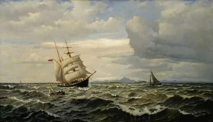 Framed Print : Maritime Landscape, 1883. Creator: Oscar Kleineh Framed Print : Maritime Landscape, 1883. Creator: Oscar Kleineh