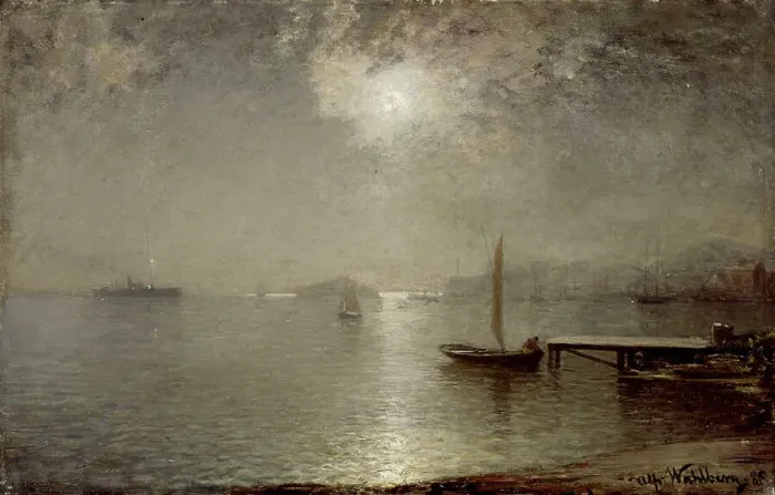 Framed Print : Maritime Landscape in Moonlight, 1888. Creator: Alfred Wahlberg Framed Print : Maritime Landscape in Moonlight, 1888. Creator: Alfred Wahlberg