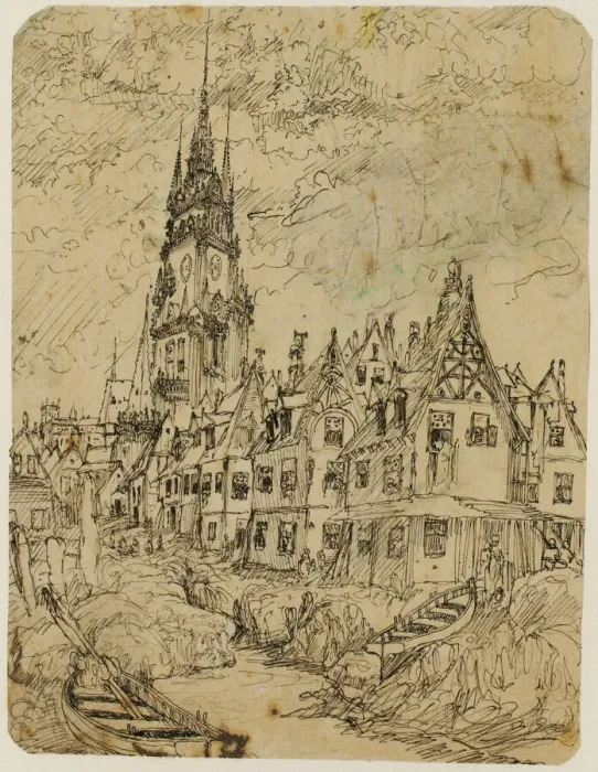 Framed Print : Maritime Village, n. d. Creator: Rodolphe Bresdin Framed Print : Maritime Village, n. d. Creator: Rodolphe Bresdin