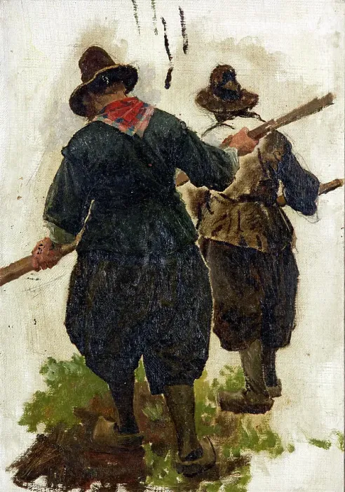 Framed Print : Two Marken bargemen, c1873. Creator: Petrus van der Velden Framed Print : Two Marken bargemen, c1873. Creator: Petrus van der Velden