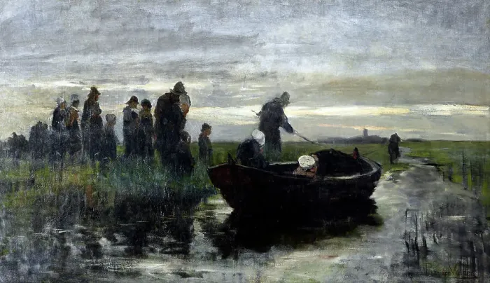 Framed Print : Marken funeral barge, 1890-1891. Creator: Petrus van der Velden Framed Print : Marken funeral barge, 1890-1891. Creator: Petrus van der Velden