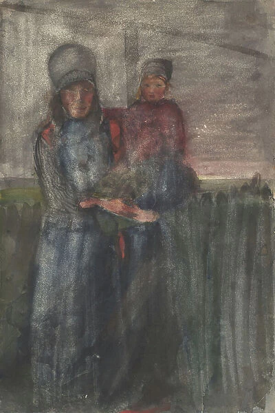 Marken woman with child in her arms, 1874-1945. Creator: Carel Adolph Lion Cachet
