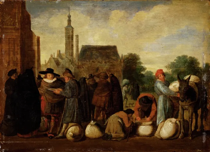 Framed Print : At the Market, 1650-1660. Creator: Follower of Sybrand van Beest Framed Print : At the Market, 1650-1660. Creator: Follower of Sybrand van Beest