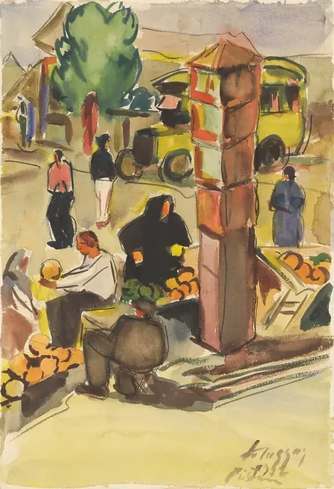 Framed Print : On the market, 1932. Creator: Zolo Palugyay Framed Print : On the market, 1932. Creator: Zolo Palugyay