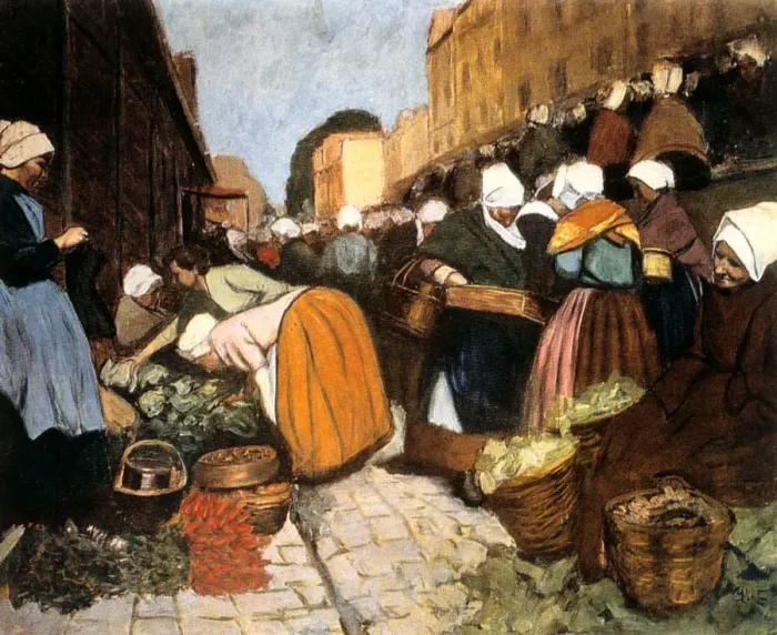Framed Print : Market in Brest, 1899. Artist: Fernand Piet Framed Print : Market in Brest, 1899. Artist: Fernand Piet