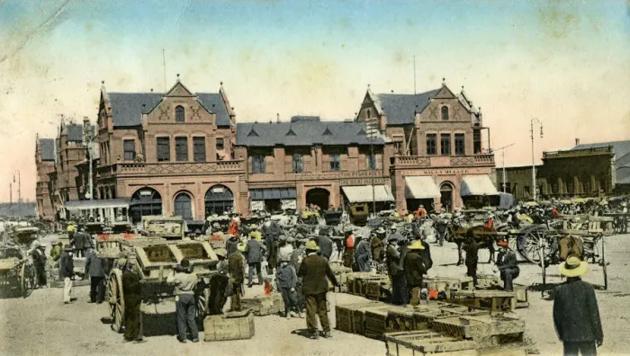 Framed Print : Market buildings, Johannesburg, Transvaal, South Africa, c1904. Artist: Sallo Epstein & Co Framed Print : Market buildings, Johannesburg, Transvaal, South Africa, c1904. Artist: Sallo Epstein & Co