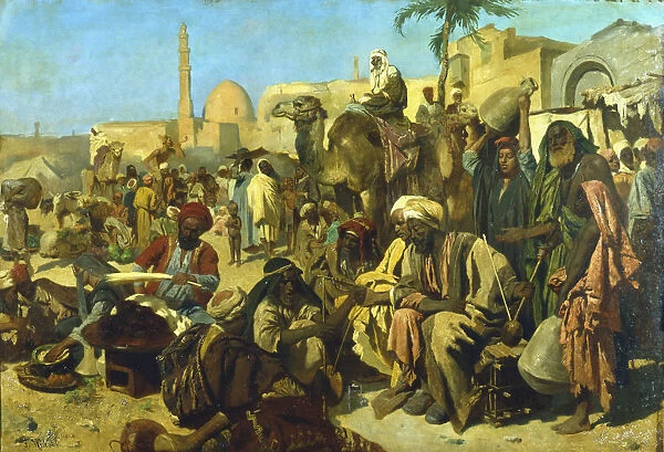 A Market in Cairo, c late 19th century. Artist: Franz Theodor Wurbel