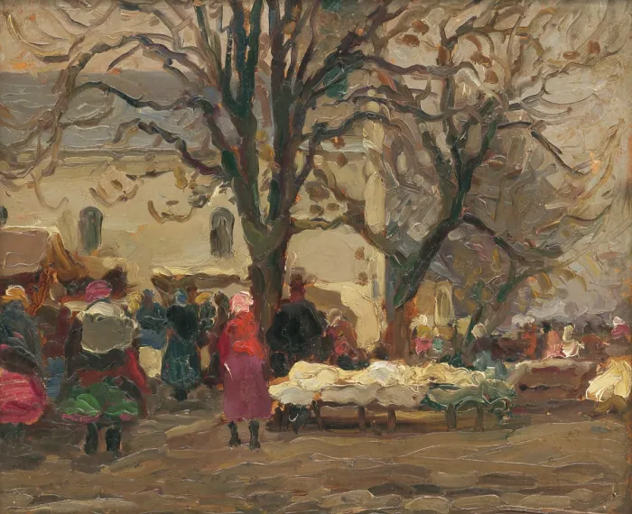 Framed Print : Market in front of the church, 1920-1928. Creator: Teodor Jozef Mousson Framed Print : Market in front of the church, 1920-1928. Creator: Teodor Jozef Mousson