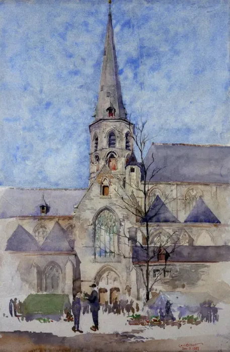 Framed Print : A Market Day (Church of St. Jacques, Ghent, Belgium), 1897. Creator: Cass Gilbert Framed Print : A Market Day (Church of St. Jacques, Ghent, Belgium), 1897. Creator: Cass Gilbert