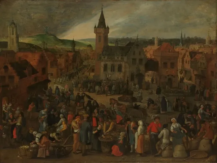 Framed Print : Market Day in a Flemish Town, 1600-1647. Creator: Sebastian Vrancx Framed Print : Market Day in a Flemish Town, 1600-1647. Creator: Sebastian Vrancx