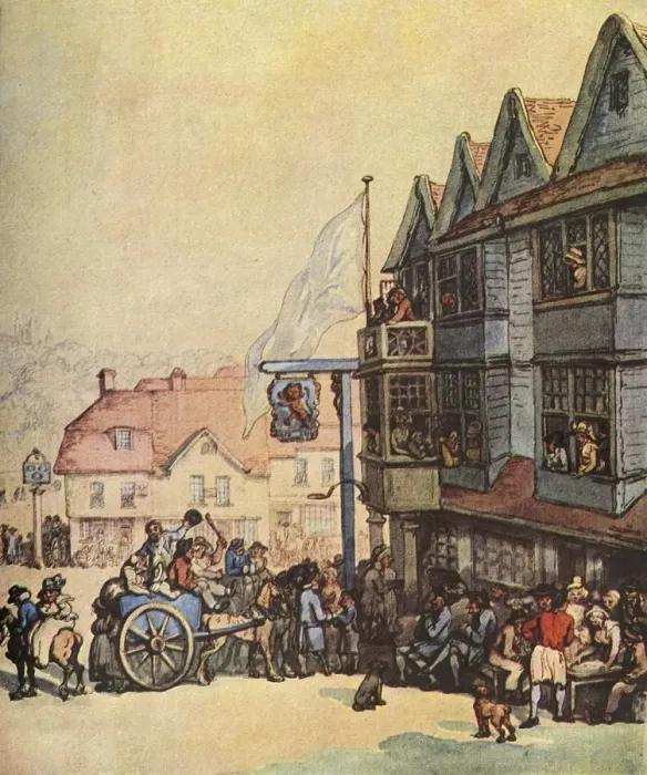Framed Print : Market Day outside the Old Red Lion at Greenwich, (1938). Artist: Thomas Rowlandson Framed Print : Market Day outside the Old Red Lion at Greenwich, (1938). Artist: Thomas Rowlandson