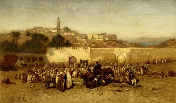 Framed Print : Market Day Outside the Walls of Tangiers, Morocco, 1873. Creator: Louis Comfort Tiffany Framed Print : Market Day Outside the Walls of Tangiers, Morocco, 1873. Creator: Louis Comfort Tiffany