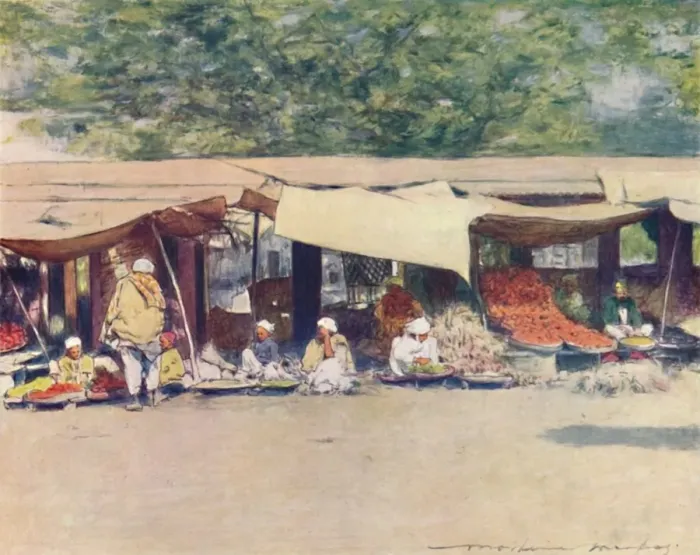 Framed Print : Market Day in Peshawur, 1905. Artist: Mortimer Luddington Menpes