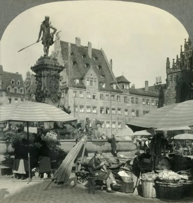 Framed Print : The Market and Frauenkirche Square, Nuremburg, Germany, c1930s. Creator: Unknown Framed Print : The Market and Frauenkirche Square, Nuremburg, Germany, c1930s. Creator: Unknown