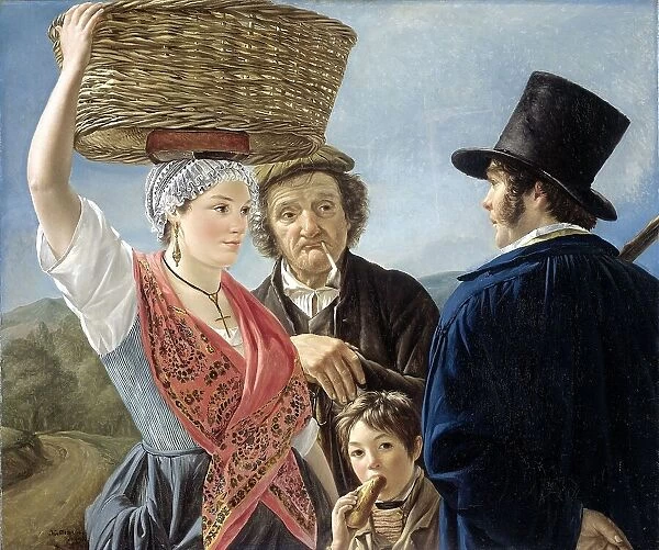 Market Gossip, 1827. Creator: Jean Henri De Coene